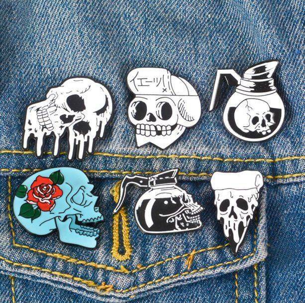 Grunge Style Clothing: Skull and Bones Pins for Aesthetic Outfits