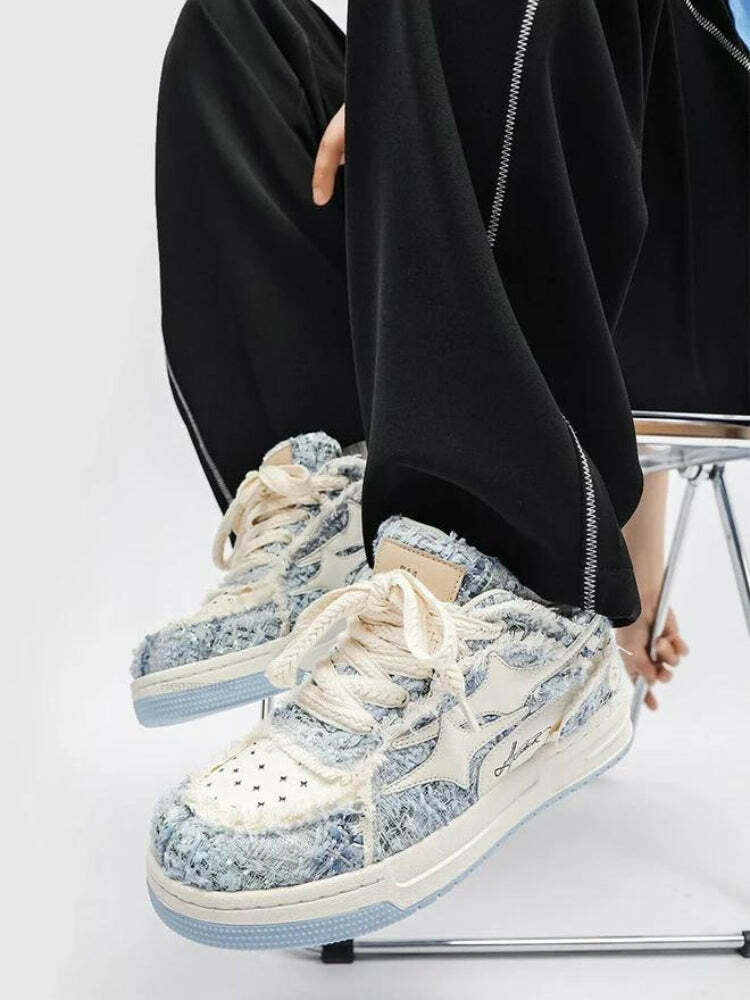 Grunge Style Clothing: Star Patch Sneakers for Aesthetic Outfits