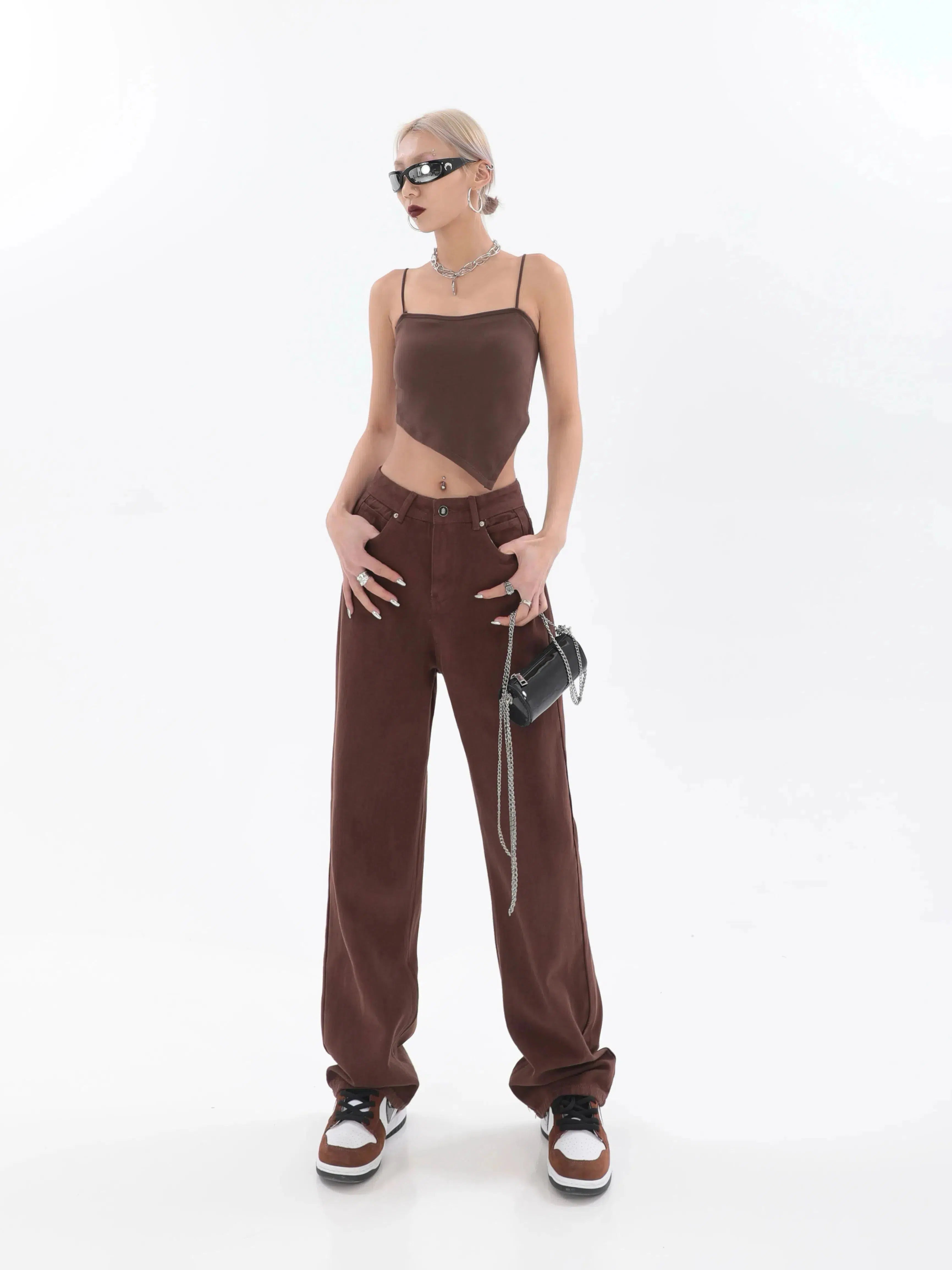 Grunge Style Clothing: Star Pockets Wide Leg Jeans for Aesthetic Outfits