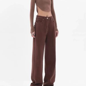 Grunge Style Clothing: Star Pockets Wide Leg Jeans for Aesthetic Outfits