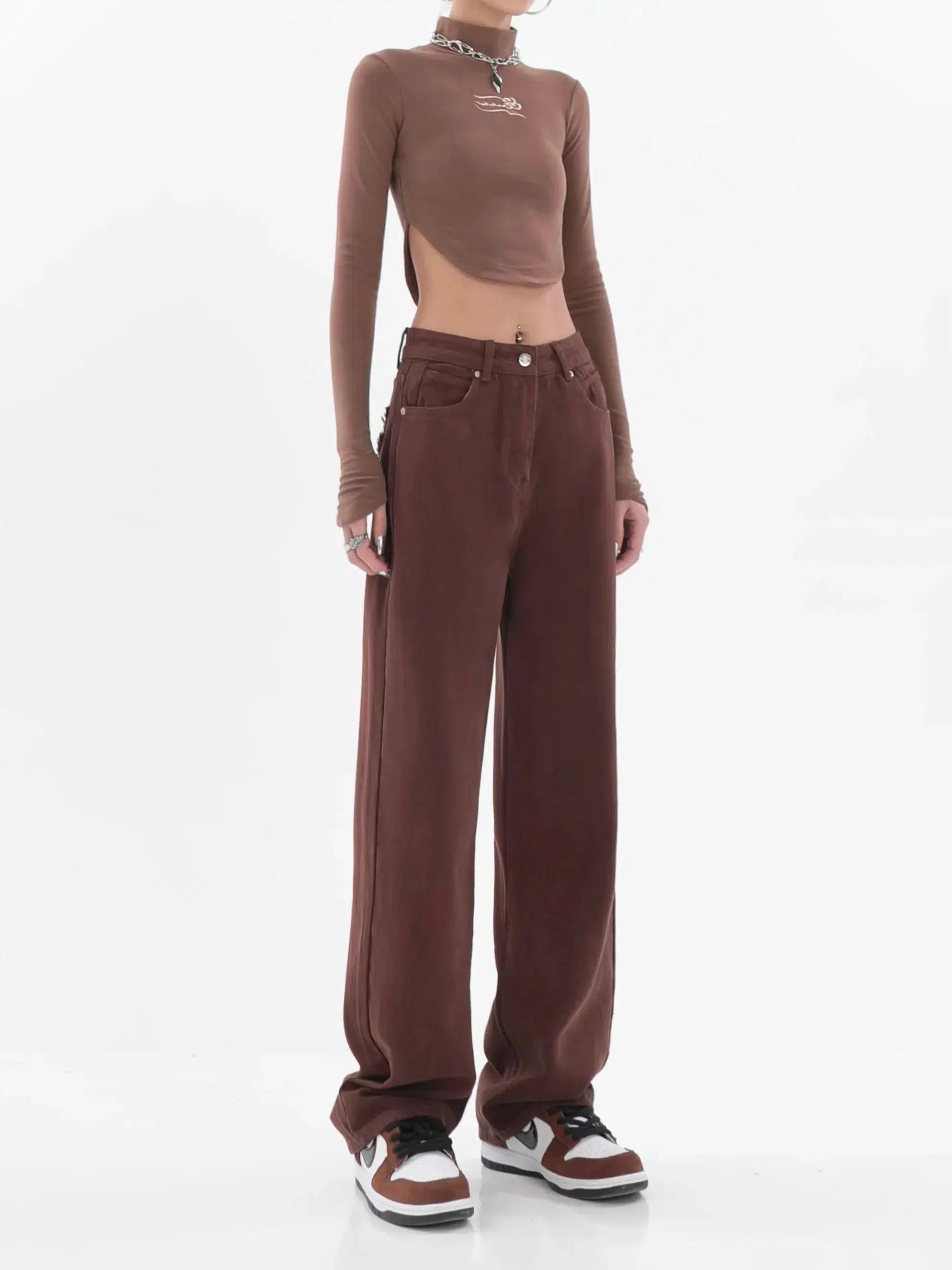 Grunge Style Clothing: Star Pockets Wide Leg Jeans for Aesthetic Outfits