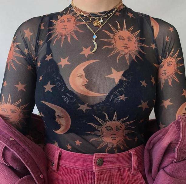 Grunge Style Clothing: Sun and Moon Cropped Sweater Vest for Aesthetic Outfits