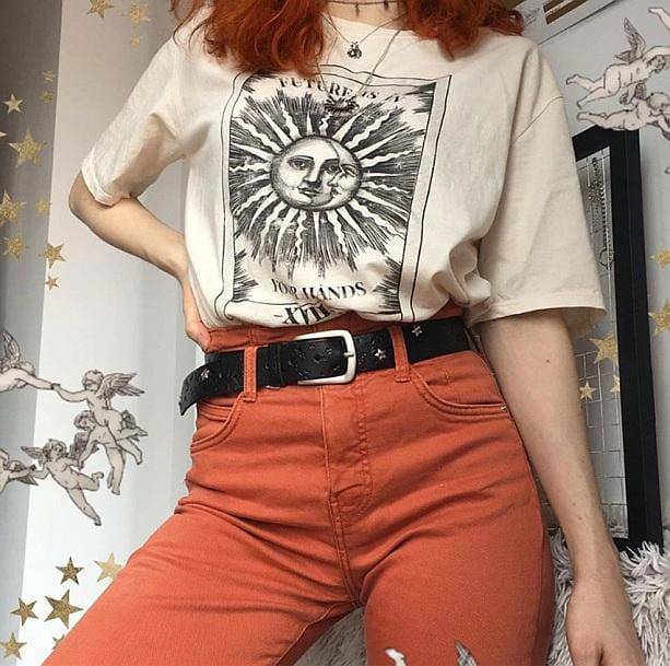 Grunge Style Clothing: Sun and Moon T-Shirt for Aesthetic Outfits