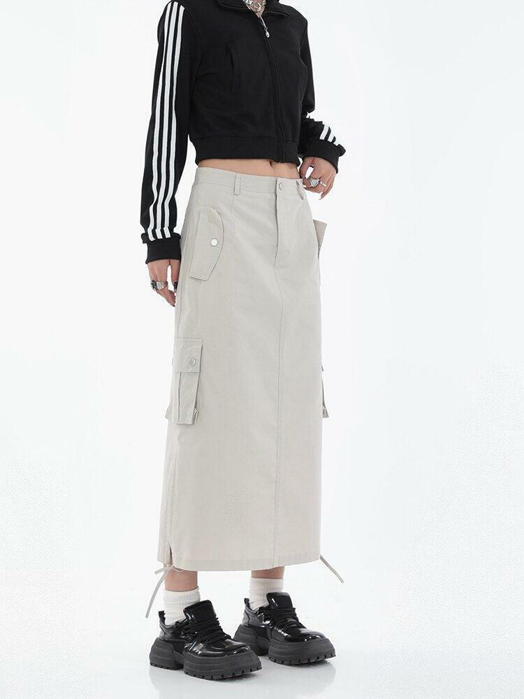 Grunge Style Clothing: Tech Parachute Maxi Skirt for Aesthetic Outfits