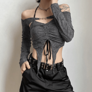 Grunge Style Clothing: Two-Piece Denim Set & Cropped Sweater Vest