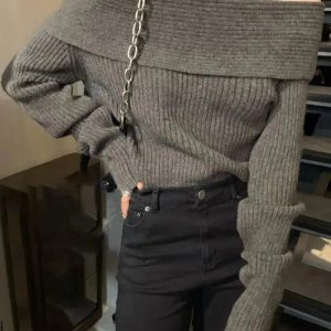 Grunge Style Cropped Sweater Vest - Backless Aesthetic Top for Soft Girls