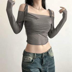 Grunge Style Cropped Sweater Vest with Backless Design for Aesthetic Outfits