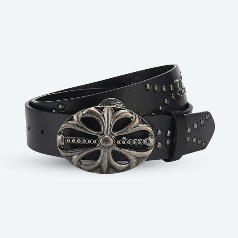 Grunge Style Cross Buckle Belt for Aesthetic Outfits and Soft Girl Looks