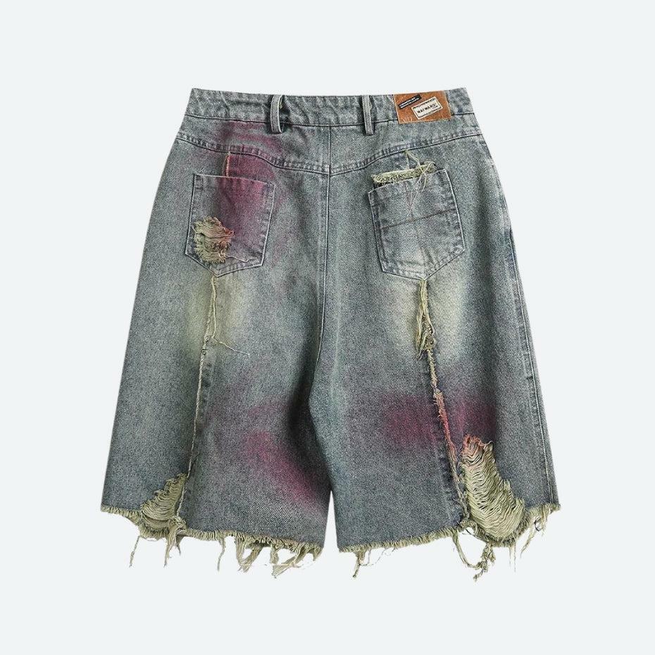 Grunge Style Distressed Denim Shorts for Aesthetic Outfits