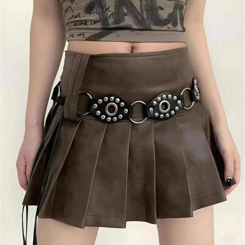 Grunge Style Faux Leather Lace-Up Belt for Aesthetic Outfits