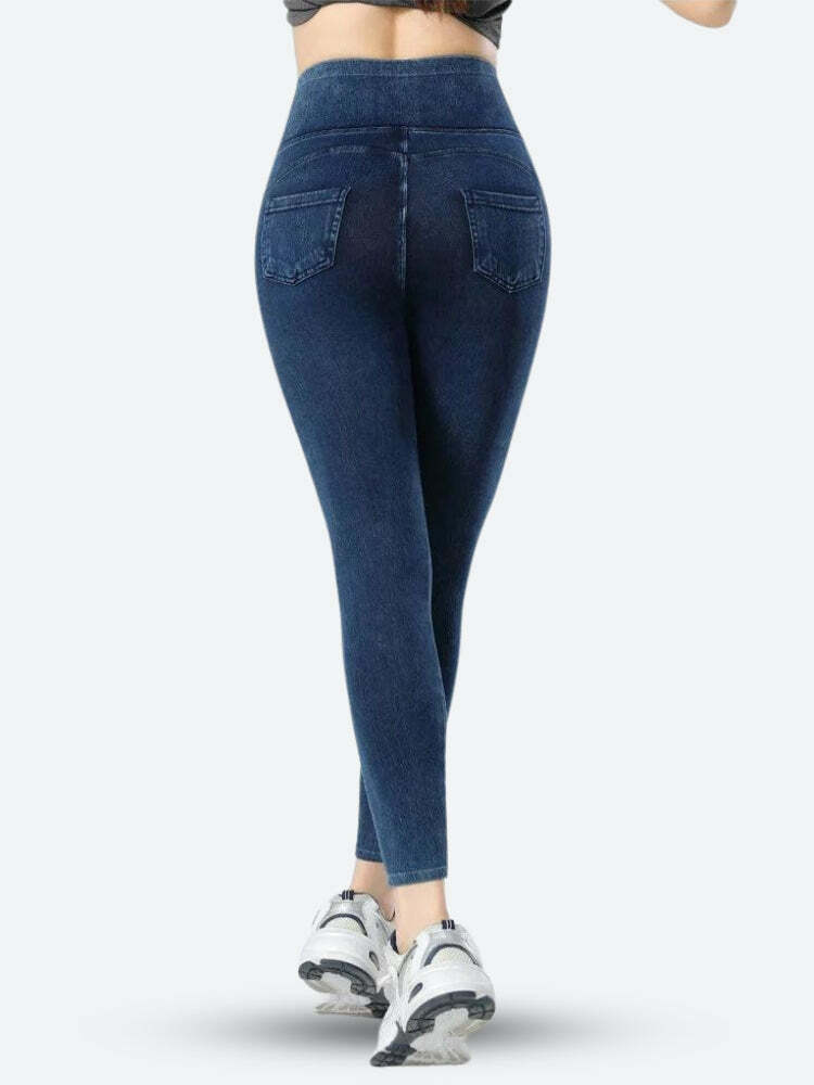 Grunge Style High Rise Denim Jeggings - Aesthetic Soft Girl Look