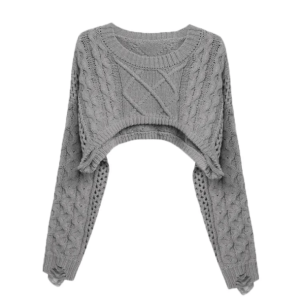 Grunge Style Knitted Cropped Sweater Vest - Aesthetic Backless Top