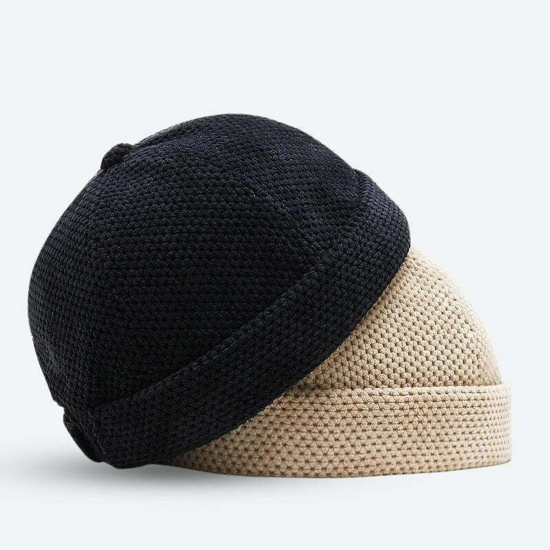 Grunge Style Knitted Skull Cap: Aesthetic Soft Girl & Gothic Fashion