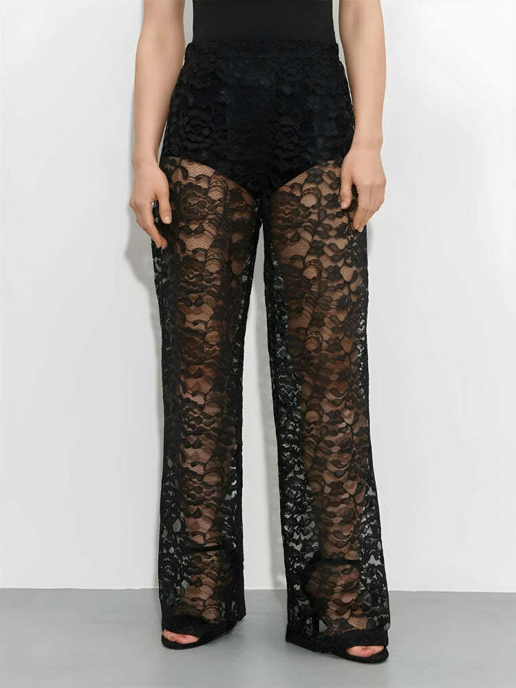 Grunge Style Lace Sheer Pants - Aesthetic Outfit for Soft Girl Looks