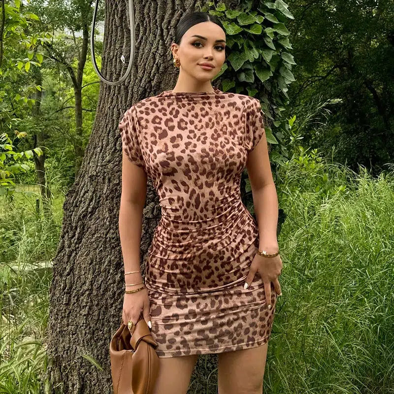 Grunge Style Leopard Bodycon Mini Dress - Aesthetic Fashion Essential