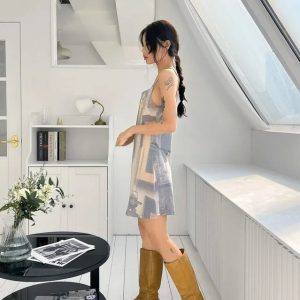 Grunge Style Open Back Mini Dress - Aesthetic Soft Girl Fashion