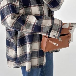 Grunge Style Oversized Plaid Shirt - Aesthetic Outfit Essential