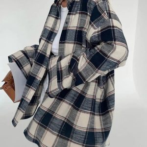 Grunge Style Oversized Plaid Shirt - Aesthetic Outfit Essential