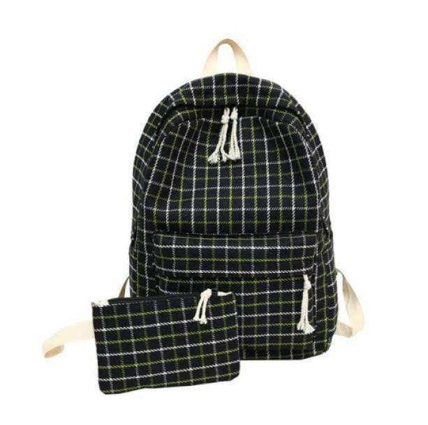 Grunge Style Plaid Pattern Backpack for Aesthetic Outfits & Soft Girl Looks