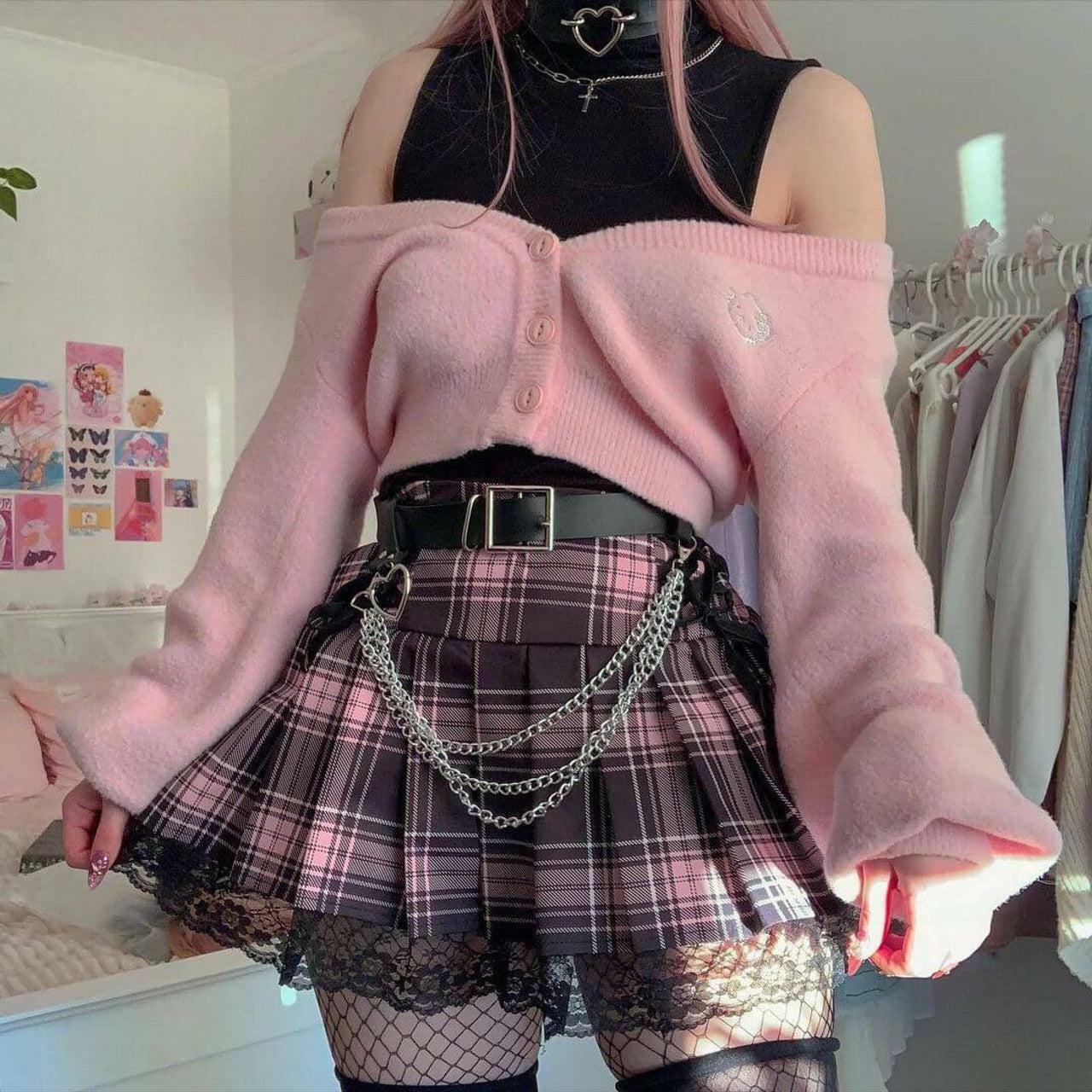 Grunge Style Pleated Mini Skirt - Aesthetic Soft Girl Fashion Piece