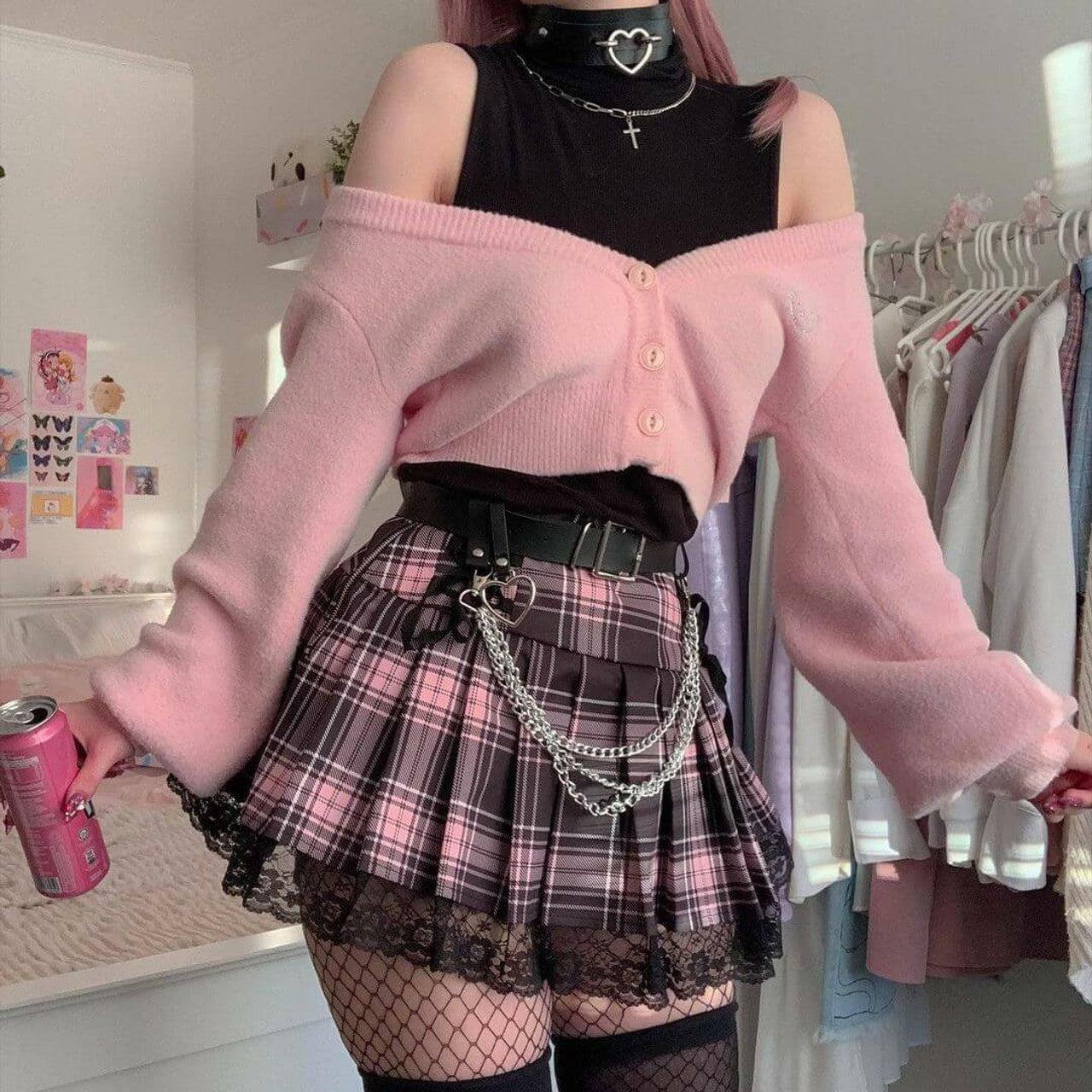 Grunge Style Pleated Mini Skirt - Aesthetic Soft Girl Fashion Piece