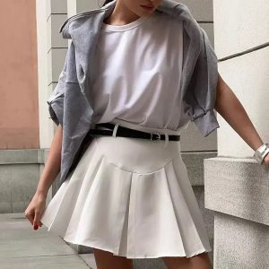 Grunge Style Pleated Mini Skirt - Aesthetic Soft Girl Outfit Essential