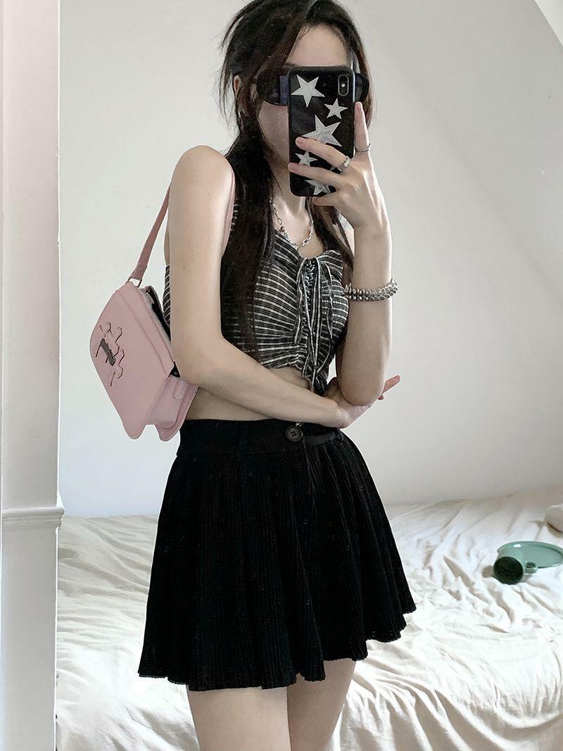 Grunge Style Pleated Mini Skort - Aesthetic Soft Girl & Gothic Fashion