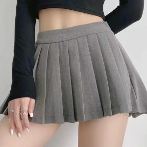 Grunge Style Pleated Mini Skort - Aesthetic Soft Girl & Gothic Fashion