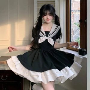 Grunge Style Sailor Collar Mini Dress - Aesthetic Outfit for Soft Girls