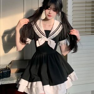 Grunge Style Sailor Collar Mini Dress - Aesthetic Outfit for Soft Girls