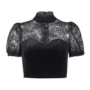 Grunge Style Spider Web Crop Top - Aesthetic Backless Gothic Fashion