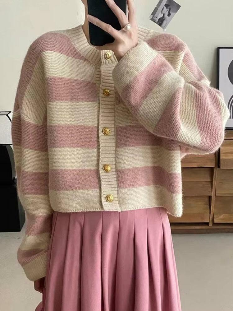 Grunge Style Striped Cardigan: Aesthetic Layering for Soft Girl Looks