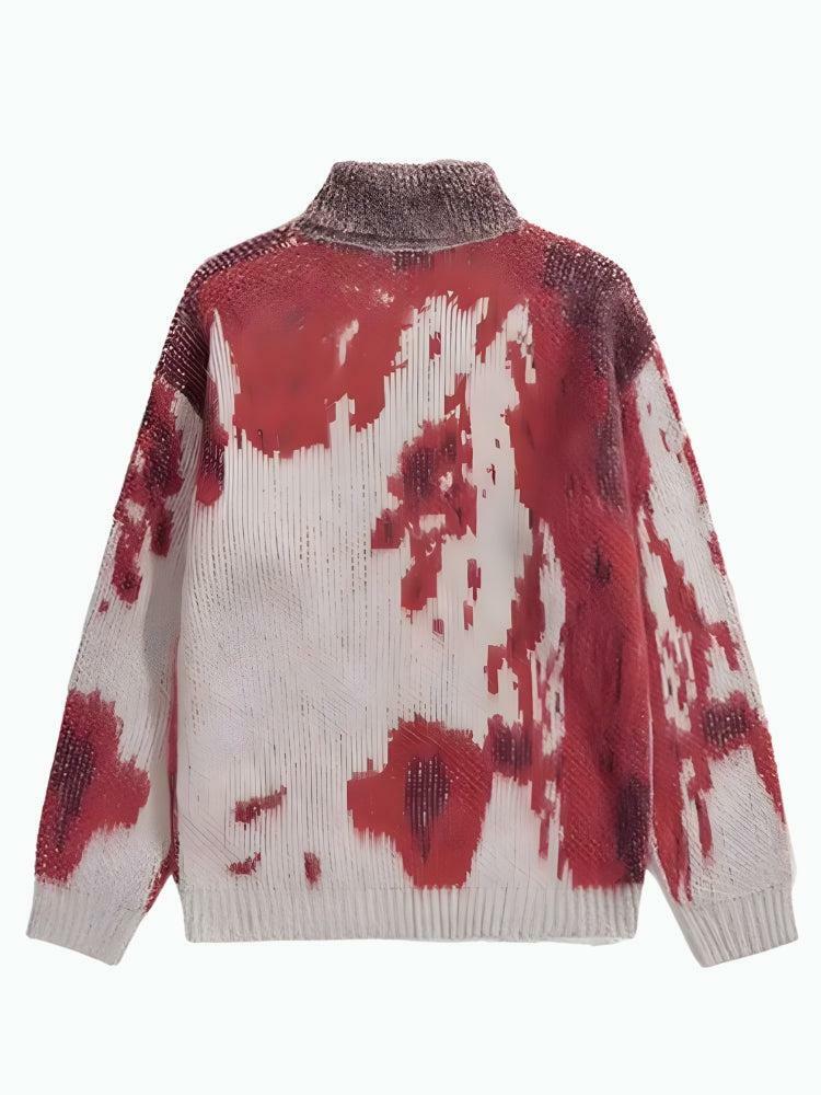 Grunge Style Tie Dye Turtle Neck Sweater - Aesthetic Knit Top