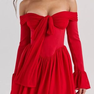 Grunge Style Tie Front Strapless Corset Mini Dress for Aesthetic Outfits