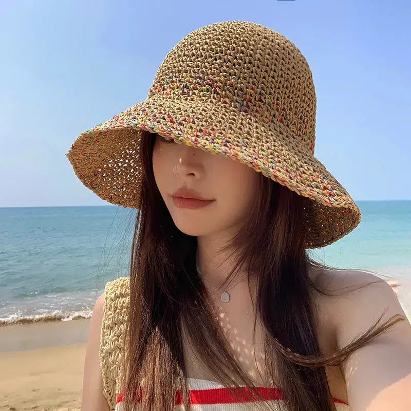 Grunge Style Woven Straw Bucket Hat for Aesthetic Outfits & Soft Girl Looks