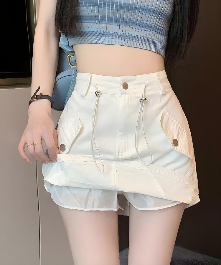 Grunge Style Y2K Cargo Mini Skort - Aesthetic Soft Girl Outfit