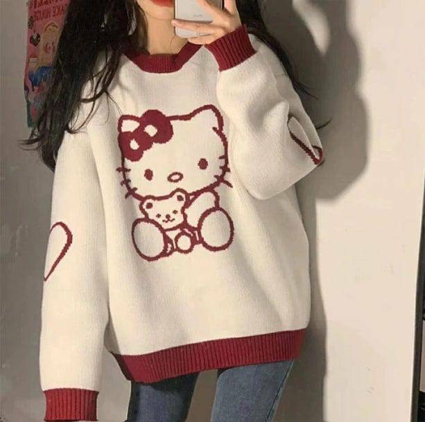 Hello Kitty Grunge Style Cropped Sweater Vest - Aesthetic Outfit Essential