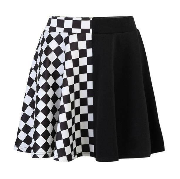 High Waist Checkered Skirt - Grunge Style Clothing for Aesthetic Outfits