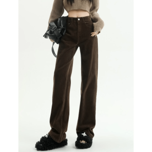 High Waist Corduroy Pants - Grunge Style Clothing for Aesthetic Outfits