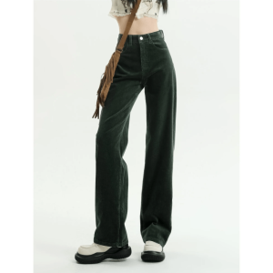 High Waist Corduroy Pants - Grunge Style Clothing for Aesthetic Outfits