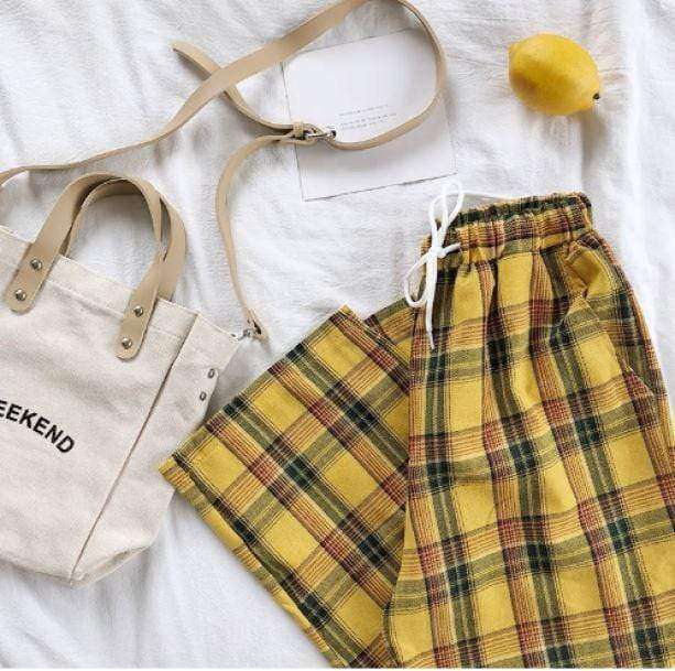 High Waist Yellow Pants - Grunge Style Clothing for Aesthetic Outfits