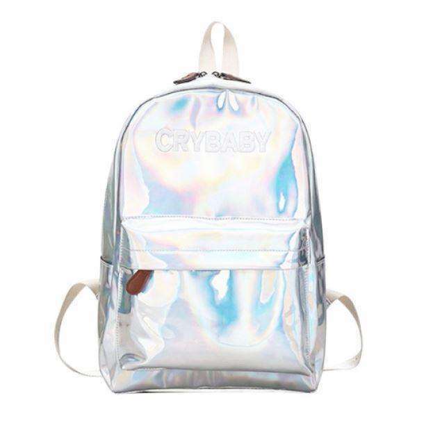 Holographic Crybaby Backpack - Grunge Style Aesthetic for Unique Outfits