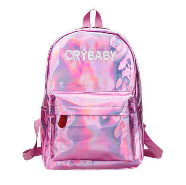 Holographic Crybaby Backpack - Grunge Style Aesthetic for Unique Outfits