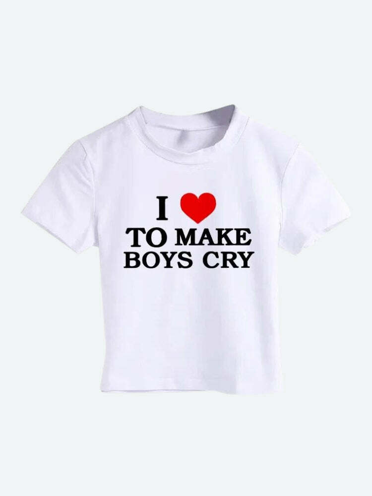 I Love To Make Boys Cry Grunge Style Tee - Aesthetic Soft Girl Top