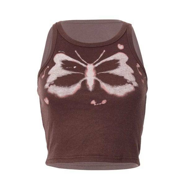 Indie Butterfly Grunge Sleeveless Top - Aesthetic Style Clothing