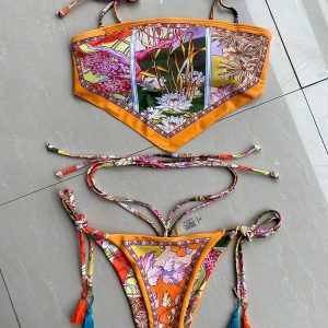 Indie Floral Bandana Scarf & Bikini Set - Aesthetic Summer Vibes