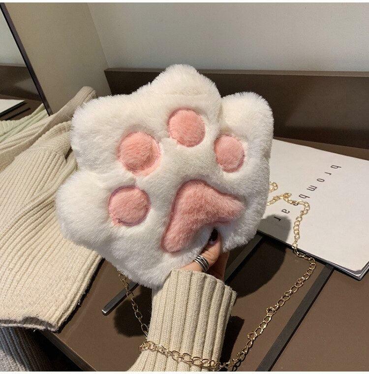 Kawaii Plush Paw Crossbody Bag - Cute Aesthetic Accessory for Soft Girls