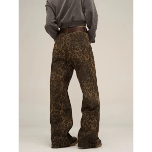 Leopard Print Loose Pants for Aesthetic Outfits and Grunge Style Clothing