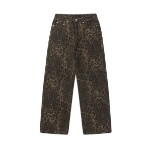 Leopard Print Loose Pants for Aesthetic Outfits and Grunge Style Clothing