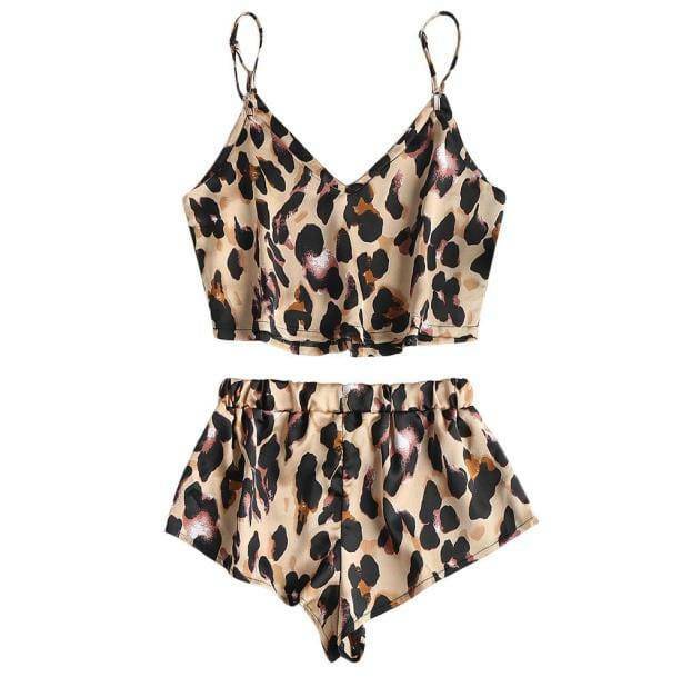 Leopard Satin Pajama Set - Chic Grunge Style Clothing for Aesthetic Outfits